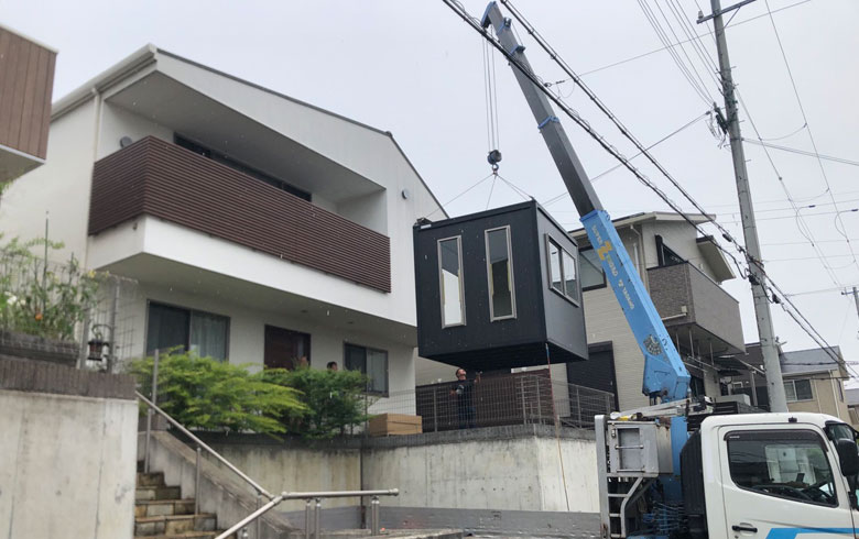2023.6.15 アウトレットユニットハウス1.9坪（3.8畳）タイプを、トリミングサロンとして設置しました。