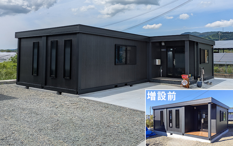 2025.5.28 アウトレットユニットハウス7.5坪（15畳）タイプを、既存事務所の増設棟として設置しました。