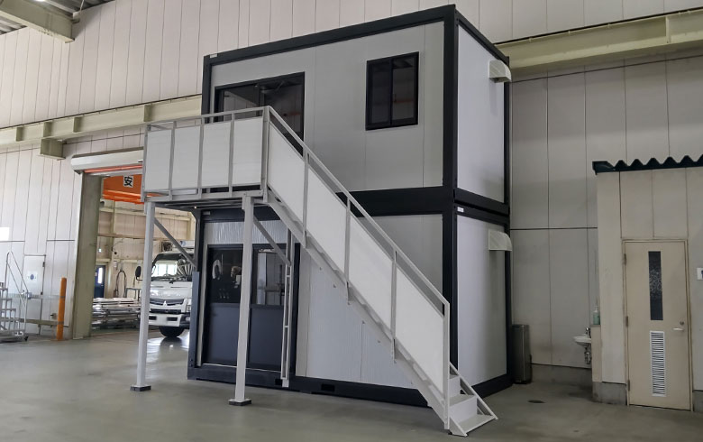 2023.10.26 アウトレットユニットハウス3.1坪（6.2畳）2階建てを、休憩室として設置しました。