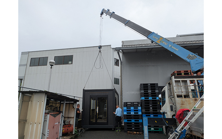 2025.6.24 アウトレットユニットハウス3.8坪（7.6畳）タイプを、事務所として設置しました。