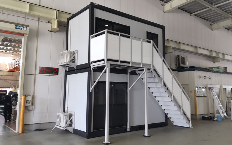 2023.10.26 アウトレットユニットハウス3.1坪（6.2畳）2階建てを、休憩室として設置しました。