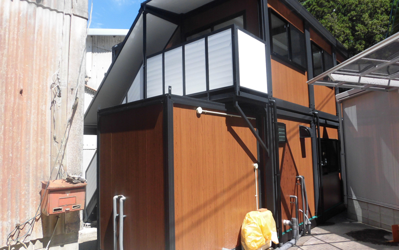 2017.6.2 アウトレットユニットハウス11.3坪（22.6畳）2階建てタイプを、事務所として設置しました。