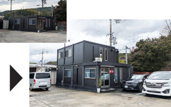 2026.2.27 アウトレットユニットハウス11.3坪（22.6畳）タイプを、運送会社の事務所として2階建に増設しました。