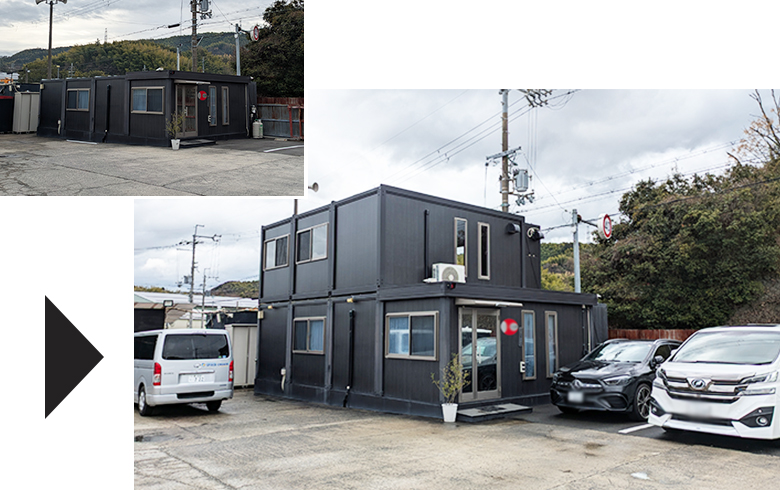 2026.2.27 アウトレットユニットハウス11.3坪（22.6畳）タイプを、運送会社の事務所として2階建に増設しました。