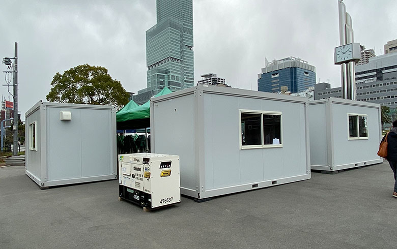 2020.2.27 ユニットハウス3坪（6畳）3棟を、イベント施設として設置しました。