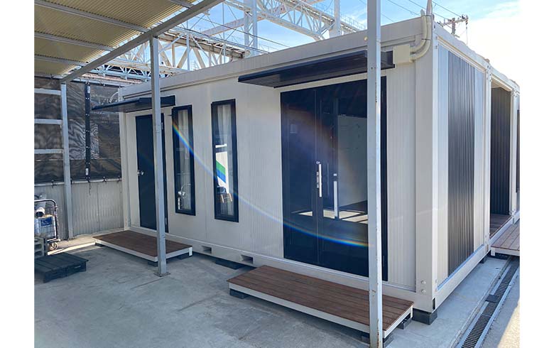 2021.7.21 アウトレットユニットハウス20坪（40畳）タイプを、事務所兼点呼室として設置しました。
