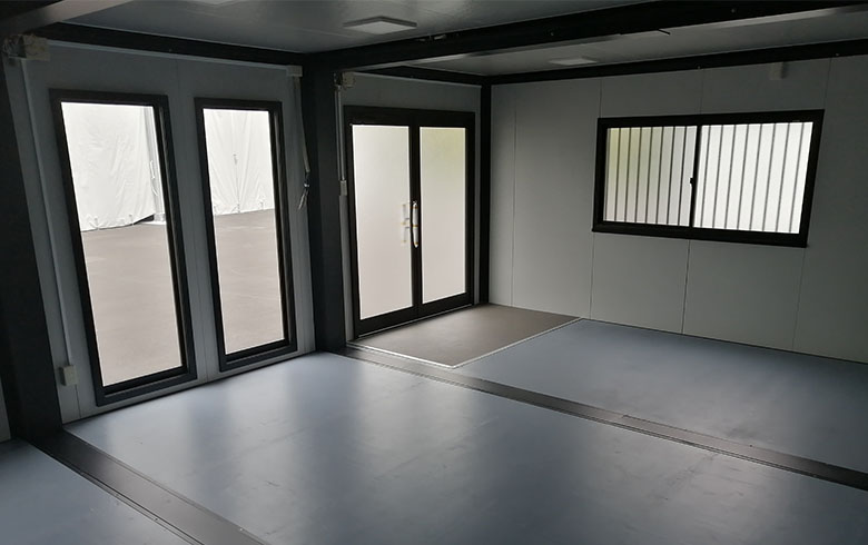 2021.4.14 アウトレットユニットハウス11.3坪（22.6畳）タイプを、事務所として設置しました。